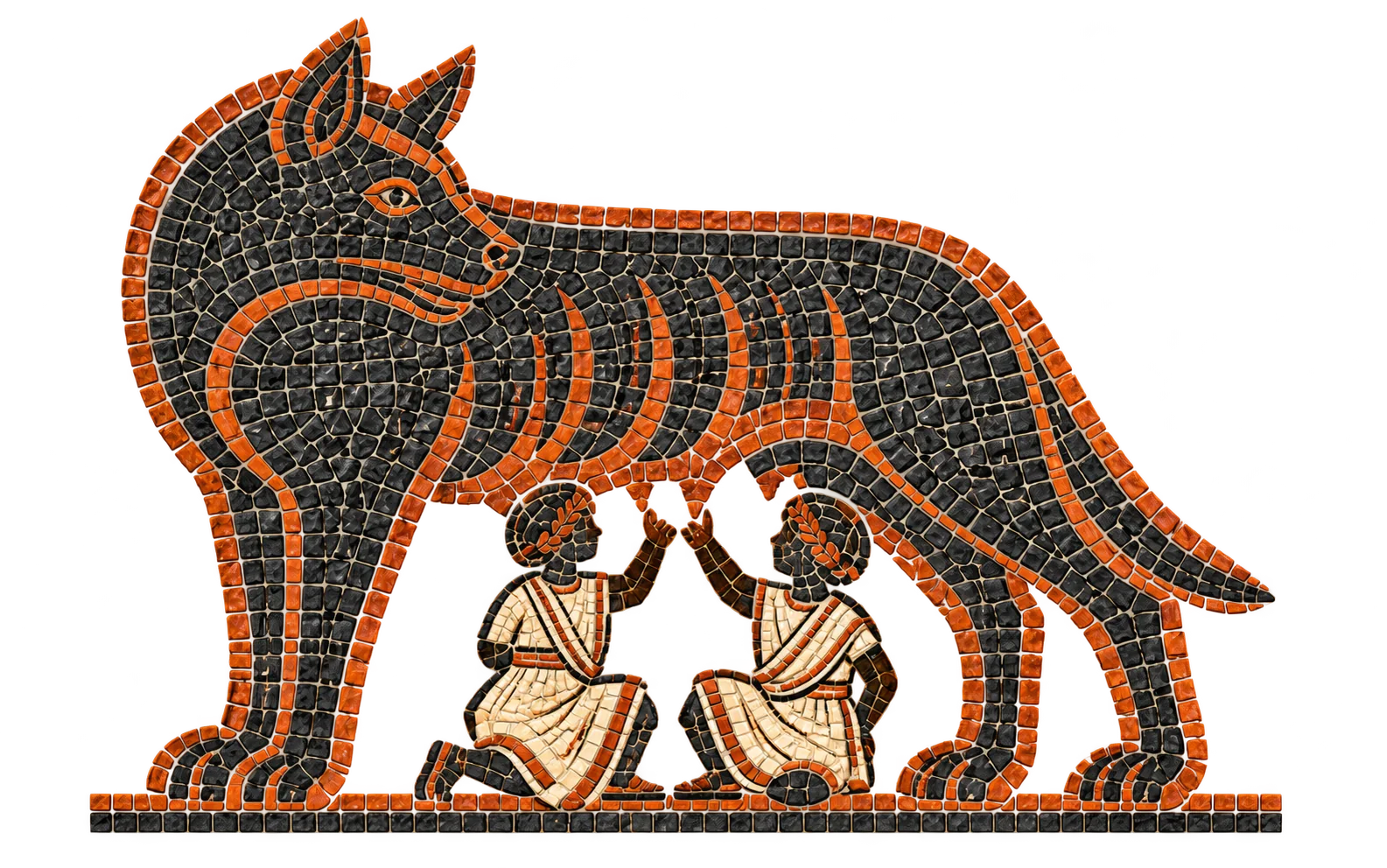 Interpretazione a mosaico della Lupa Capitolina con Romolo e Remo