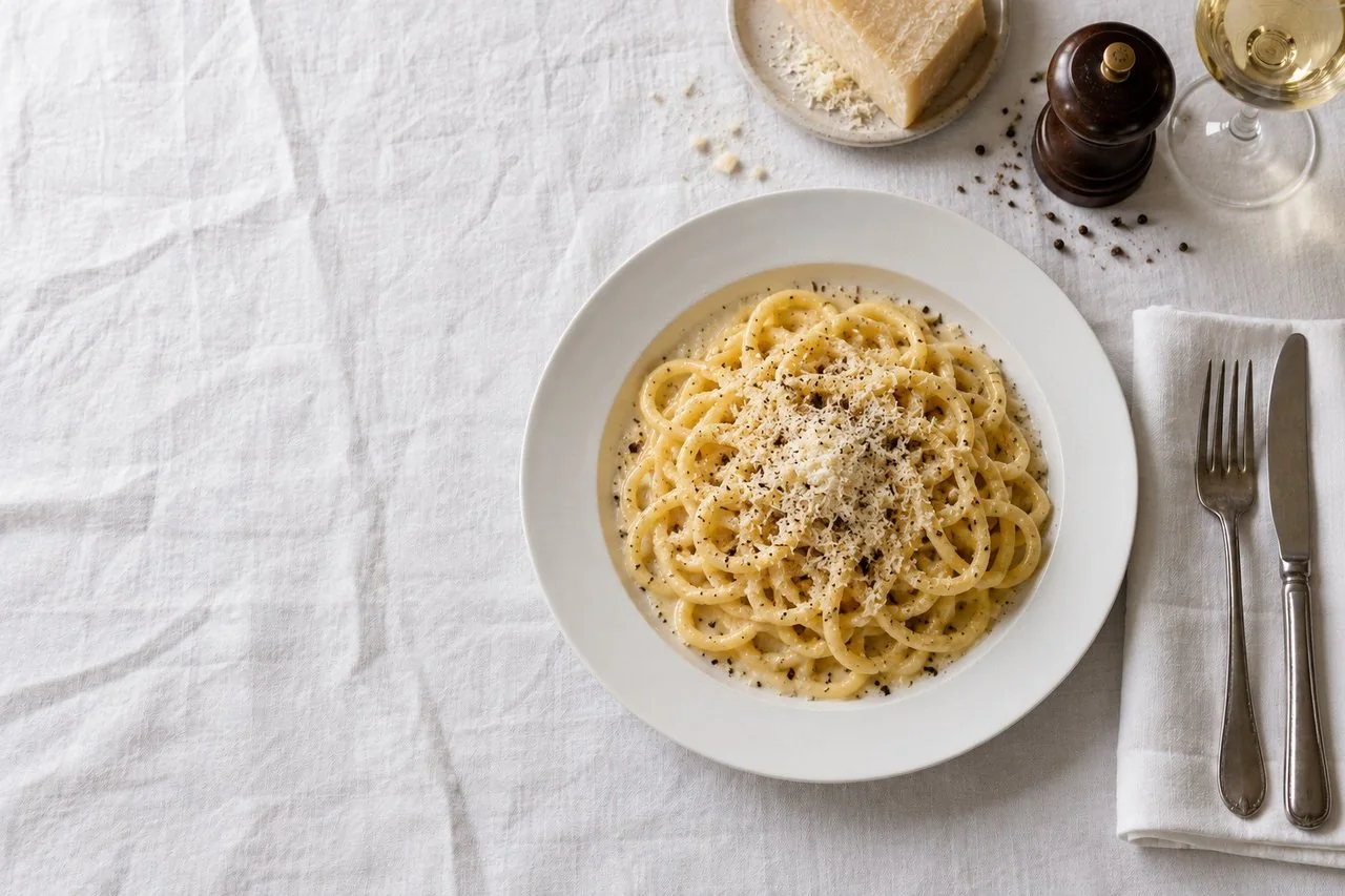 Tonnarelli cacio e pepe con pecorino e pepe nero